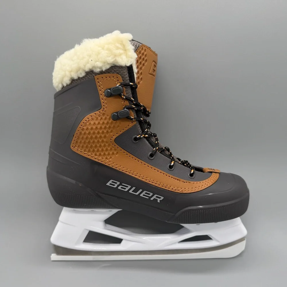 Bauer Whistler Lifestyle Brown Sherpa Collar Ice Skates JR Youth Sz 4 EU 37 NEW!